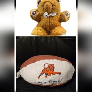 Rare Auburn University, Tigers Teddy Bear Football Pillow